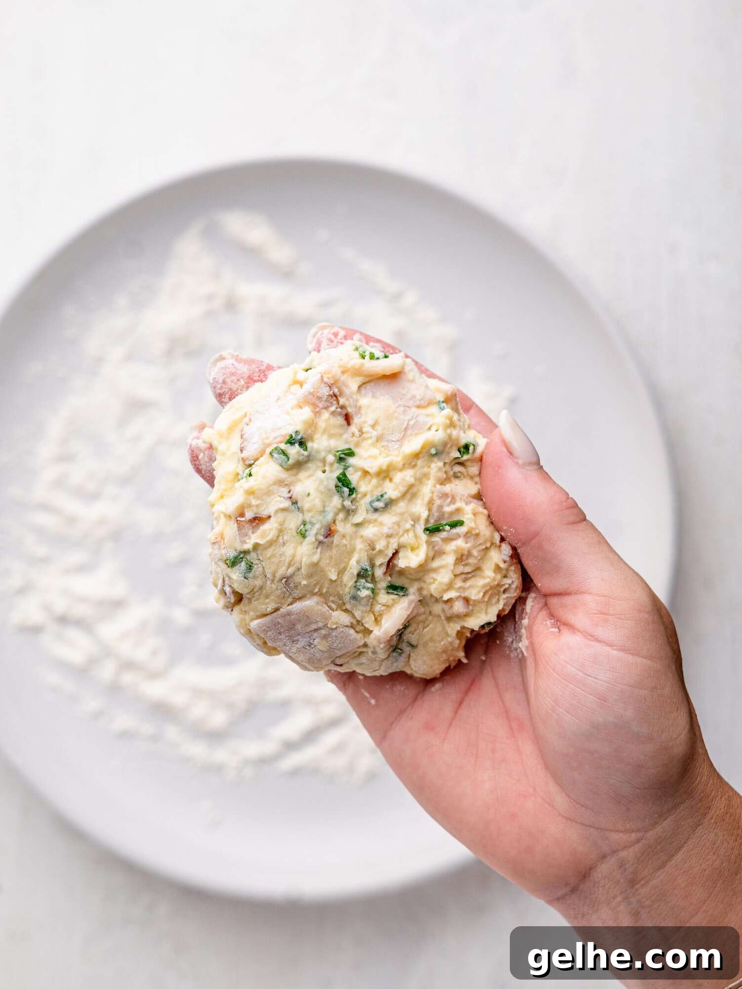 High-Protein Biscuits Without Butter – Fluffy, Low-Fat Recipe 12 Shaping a protein biscuit.