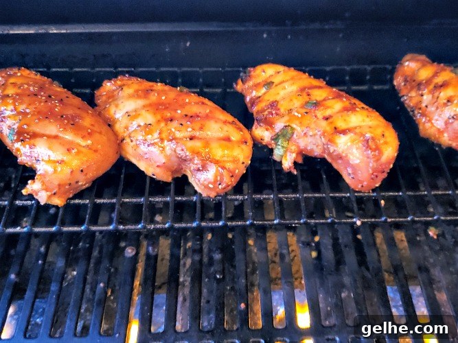 Korean BBQ Grilled Chicken Recipe with Sticky Soy Marinade 5 Grilled Korean BBQ Chicken on the top rack of gas grill