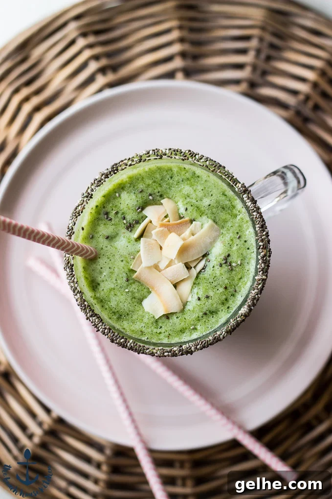 Tropical Green Smoothie with Mango, Pineapple & Spinach 2 Tropical Green Twist Shake