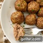 air fryer meatballs on a white plate