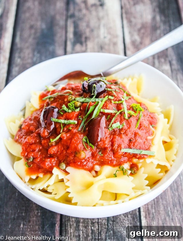 Pasta Puttanesca - budget friendly, quick and easy recipe for busy weeknights