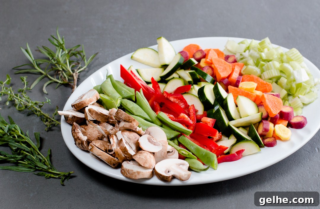Vegetables and Herbs in the soup