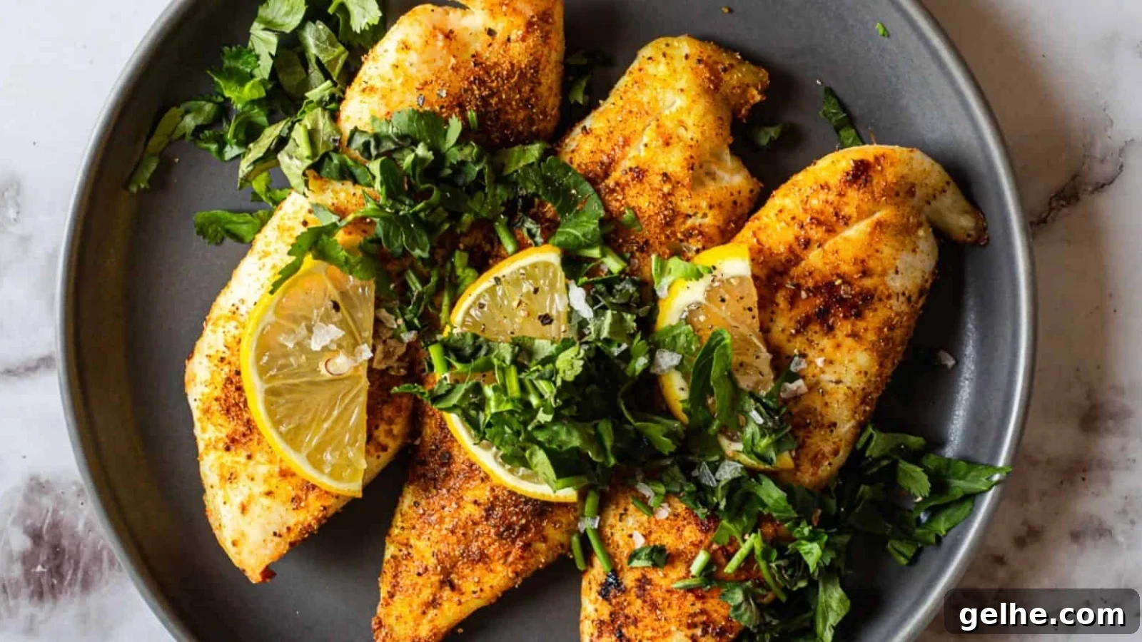Air fryer spiced tilapia fillets.