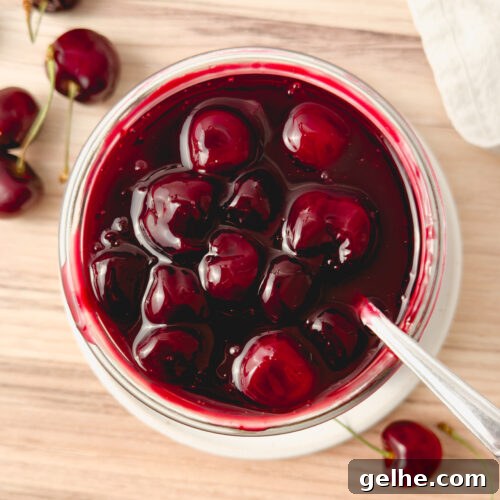 Jar of cherry compote