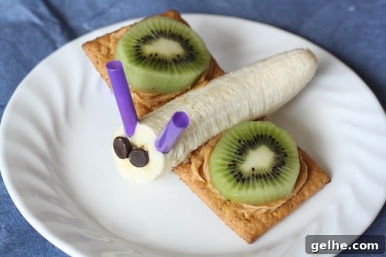 Graham Cracker Banana Butterfly Snacks: Fun Party Treats 4 Banana Graham cracker butter fly snack with kiwi