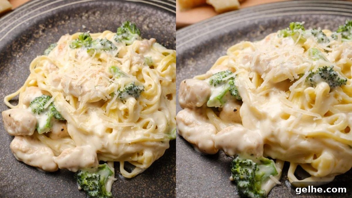 Chicken Fettuccini Alfredo with Broccoli