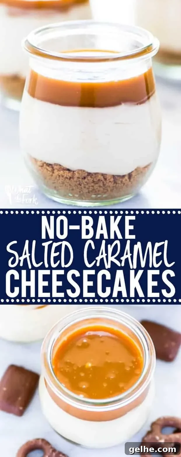 No-Bake Salted Caramel Cheesecakes collage