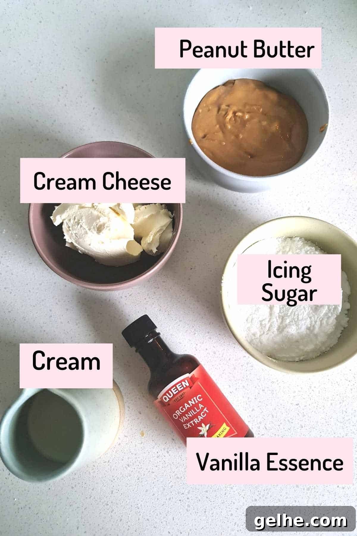 ingredients needed to make the peanut butter cream cheese frosting