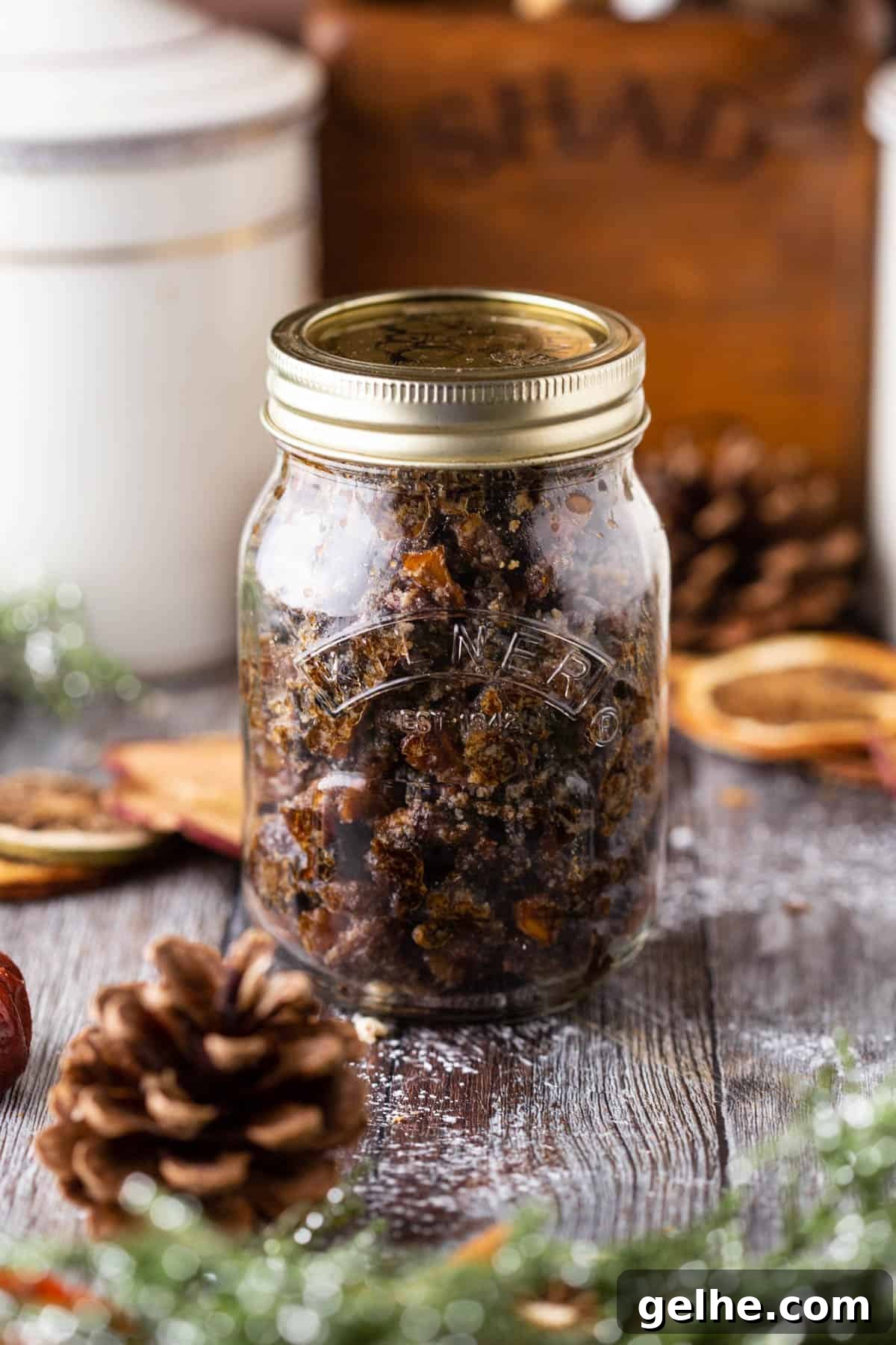 Gluten-Free Suet Mincemeat Recipe for Classic Pies 9 homemade mincemeat in a jar