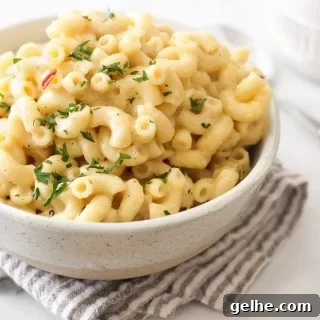 a bowl of creamy stovetop mac and cheese