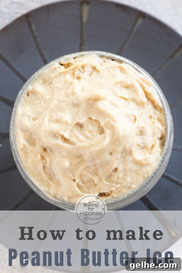 This creamy peanut butter ice cream doesn't require raw eggs or an ice cream maker. Creamy, crunchy, delicious - what more could you ask for?