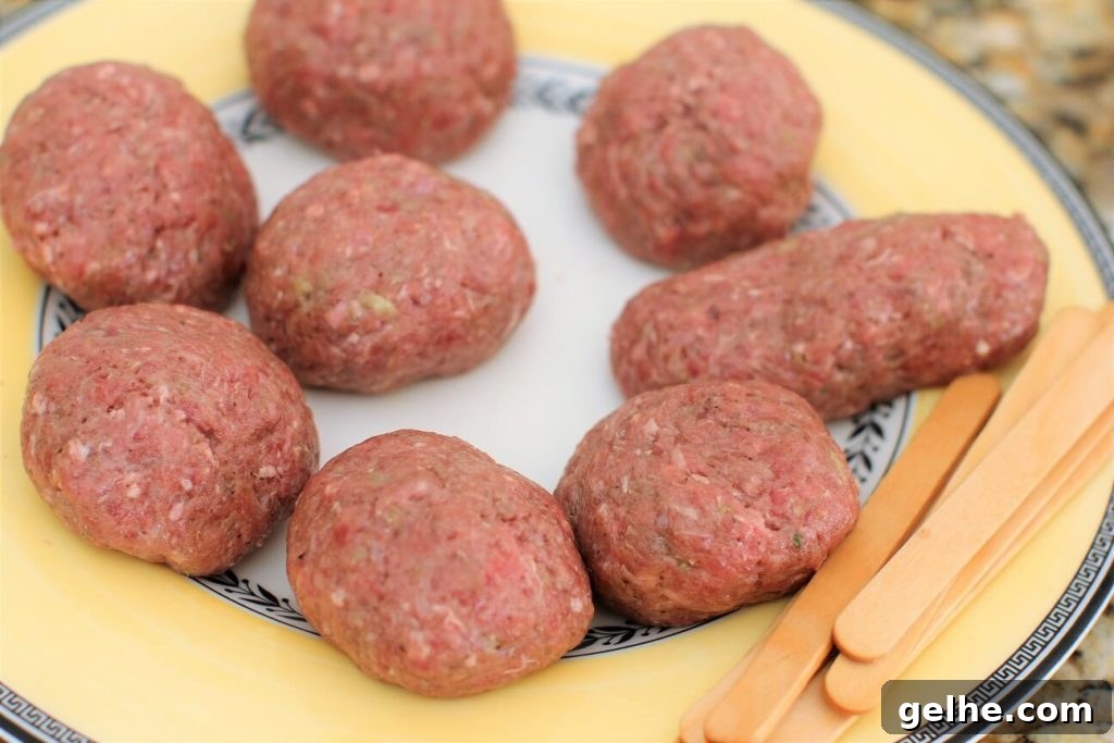 roll the meat into 8 balls for food on a stick burger pops