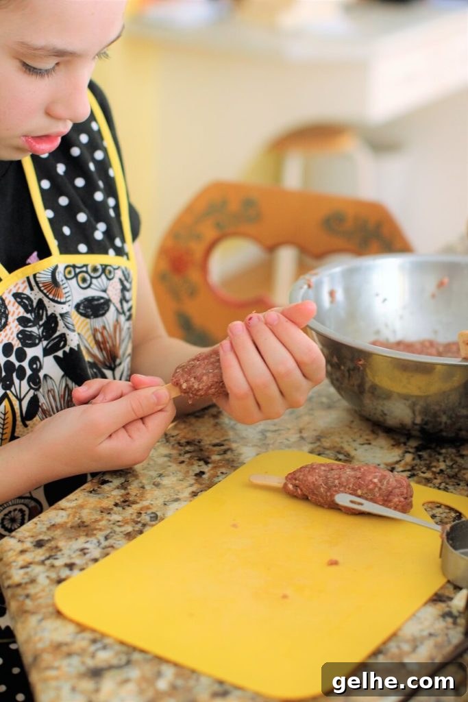 food on a stick - shaping the burger pops