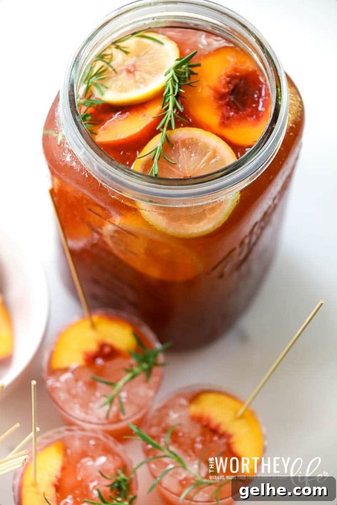 Peach and Black Cherry Punch Recipe for a Crowd 7 Peach Black Cherry Punch for a crowd in a mason jar