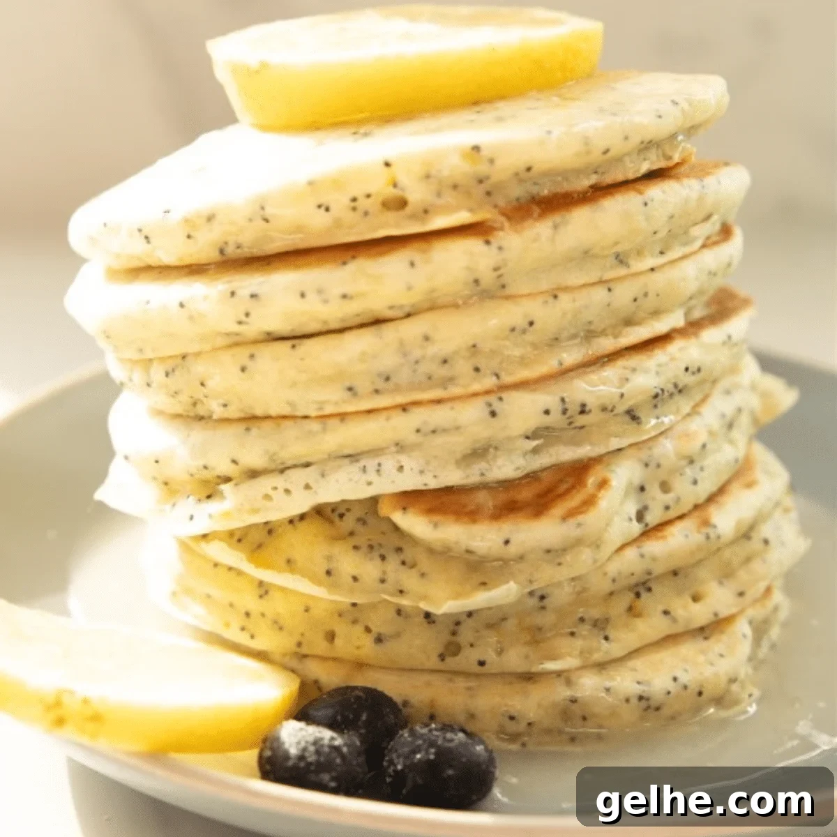 Sourdough lemon poppy seed pancakes