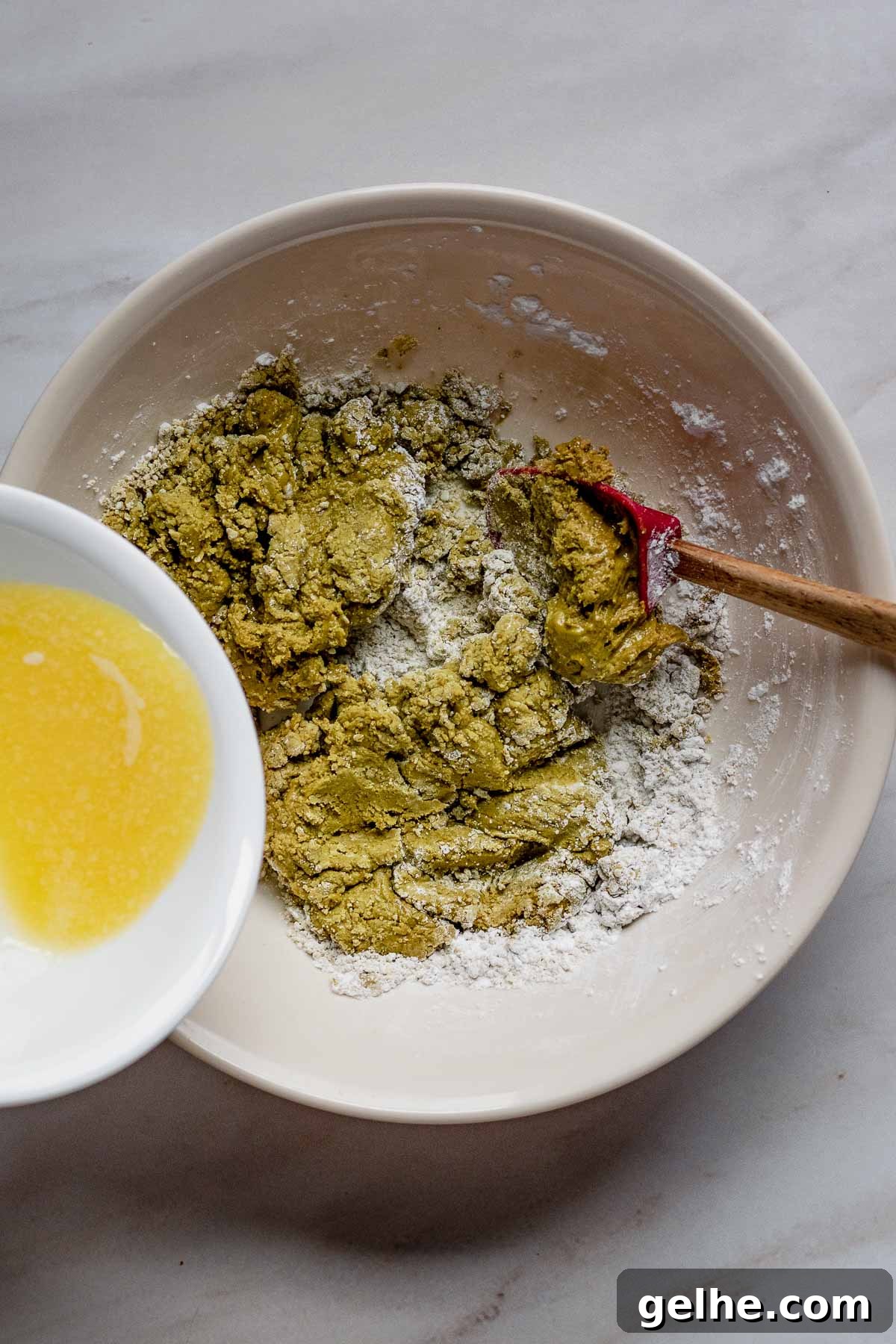 Butter added to the pistachio filling.