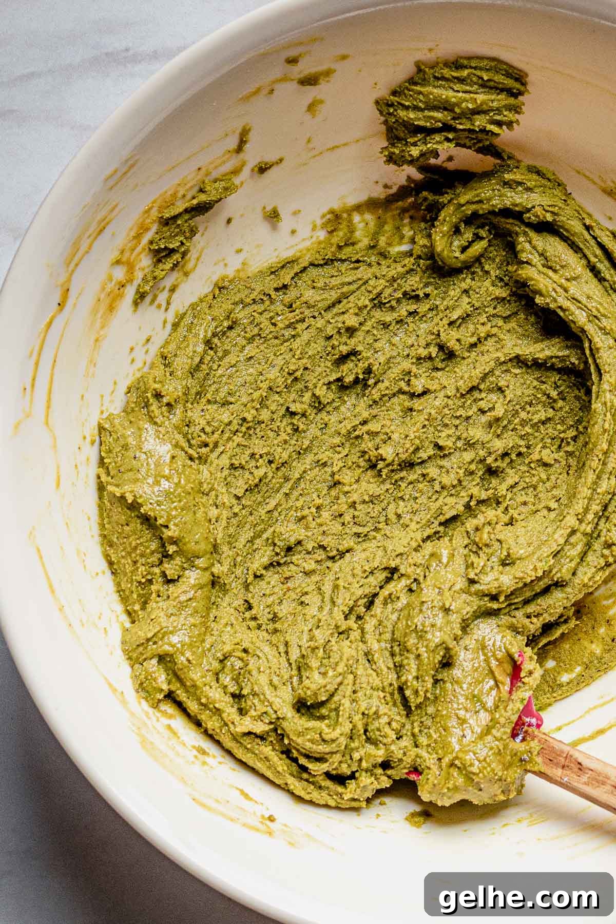 Finished pistachio butter filling.