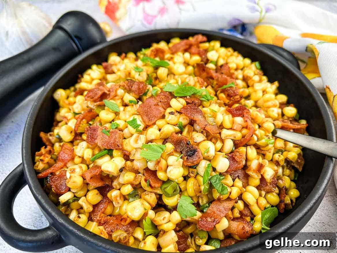 Bacon Fried Corn in a serving bowl.
